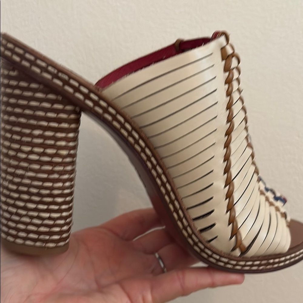 Tory Burch Women's Cream and Brown Heeled Sandals